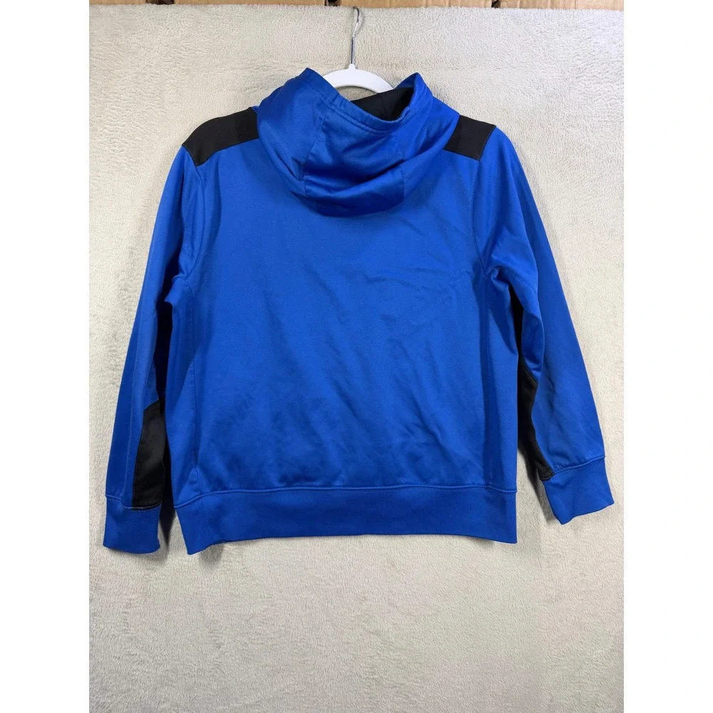 Nike Dri-FIT Pullover Hoodie Kids XL Blue Black Swoosh Logo Athletic Sweatshirt